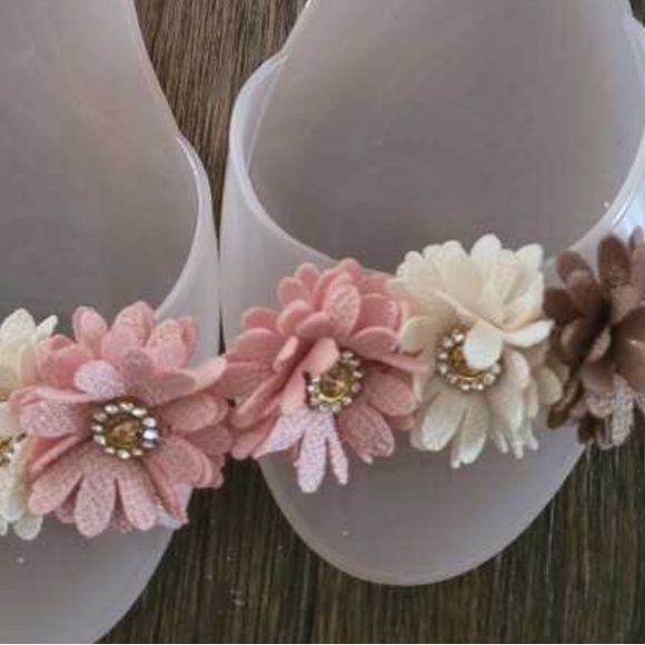 Floral Flower Jelly Chic Blush Pink Ballet Flates - Picture 2 of 3